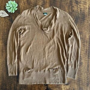 J. Crew | 100% Linen Y2K Scoop Neck Long Line Lightweight Sweater with Pockets